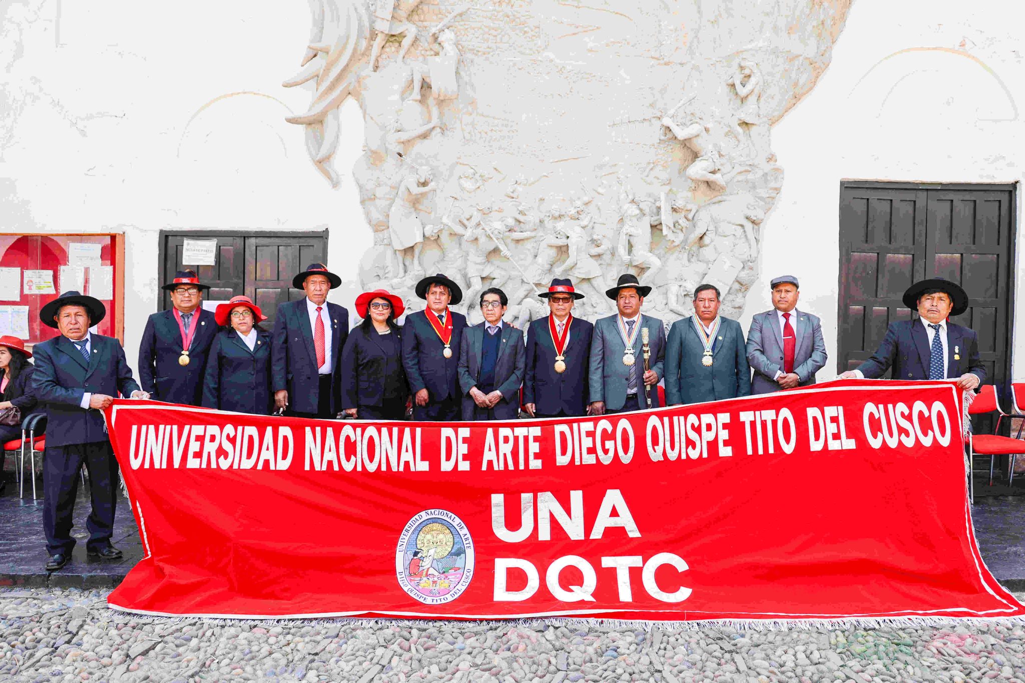 Delegación Municipal de Zurite lugar de nacimiento de Mariano Fuentes Lira participó en desfile de Universidad de Arte Diego Quispe Tito