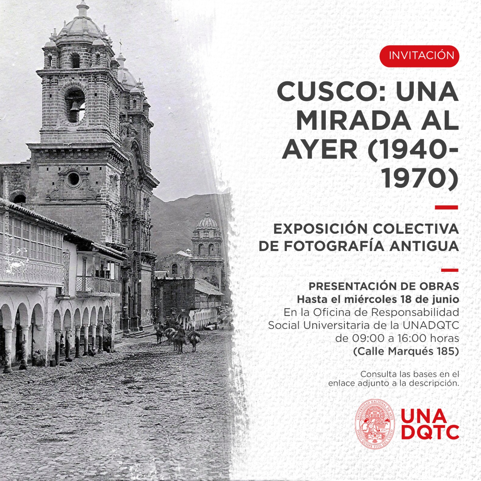 Universidad Nacional de Arte Diego Quispe Titio organiza exposición fotográfica “Cusco: una mirada al ayer 1940-1970