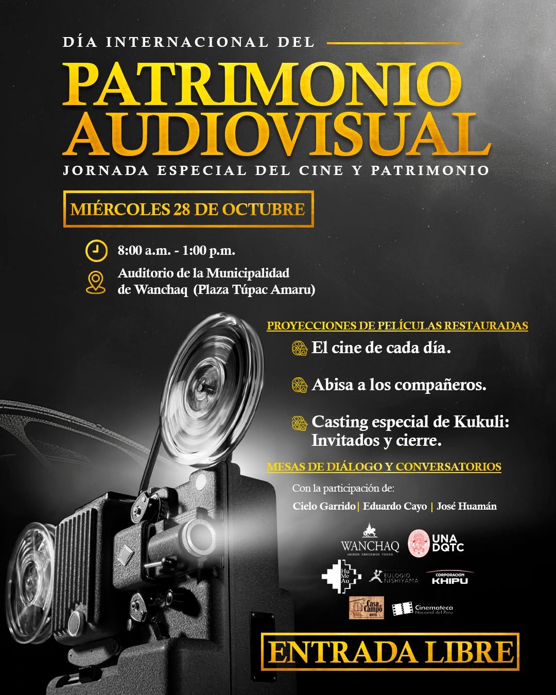 JORNADA POR EL DÍA MUNDIAL DEL PATRIMONIO AUDIOVISUAL INCLUIRÁ PROYECCIONES Y CONVERSATORIOS SOBRE EL CINE PERUANO