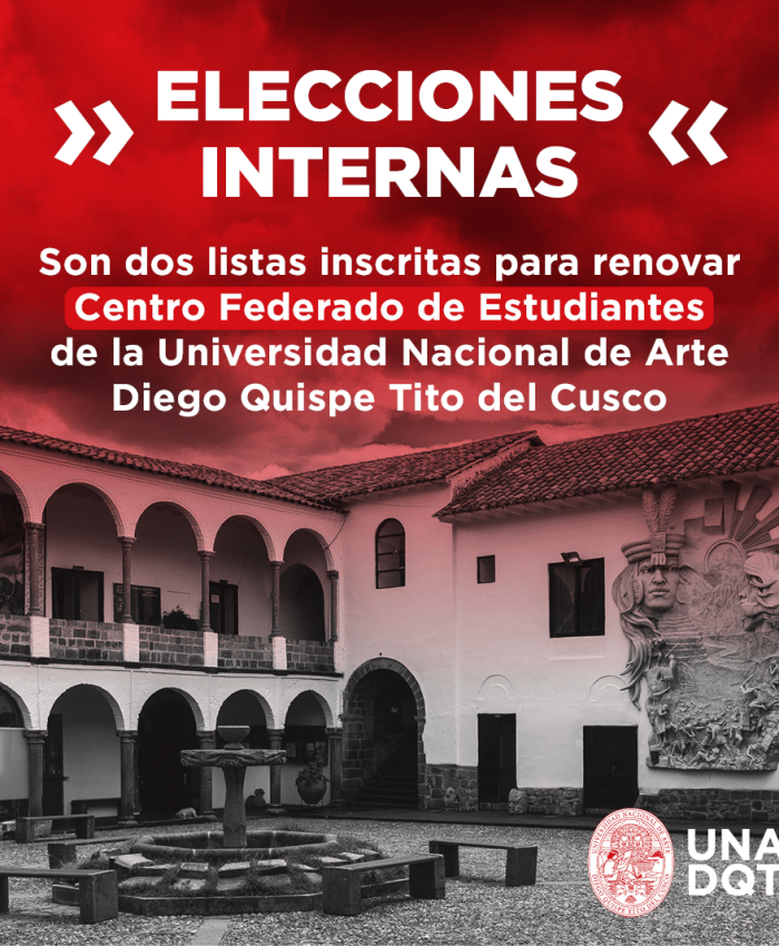 Son dos listas inscritas para renovar Centro Federado de estudiantes de Universidad Nacional de Arte Diego Quispe Tito del Cusco