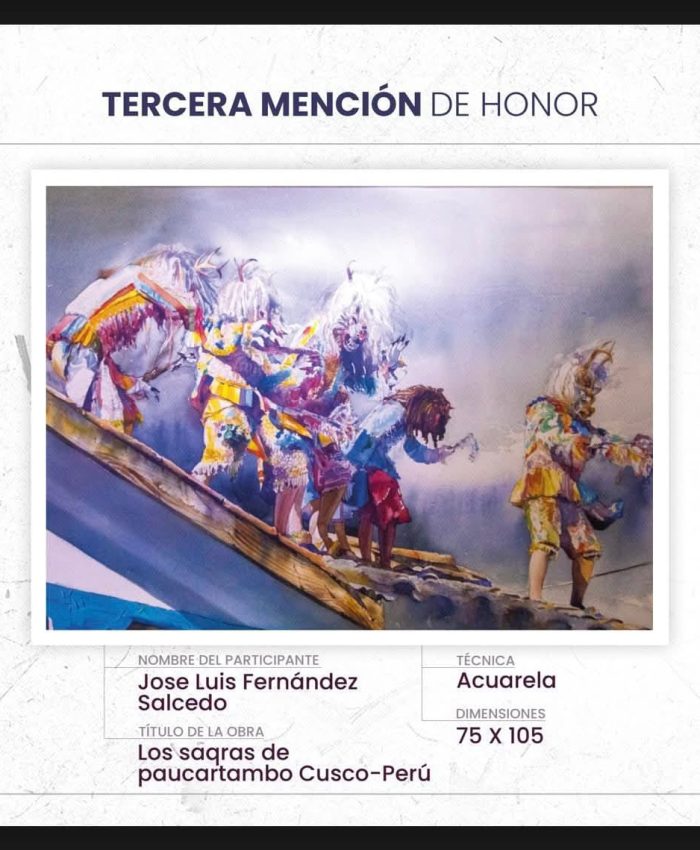 DOCENTE DE UNIVERSIDAD NACIONAL DE ARTE DIEGO QUISPE TITO OBTIENE MENCIÓN DE HONOR EN II BIENAL INTERNACIONAL DE ACUARELA